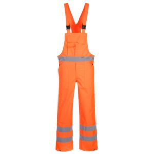 Portwest Hi-Vis Breathable Rain Bib and Brace - Orange