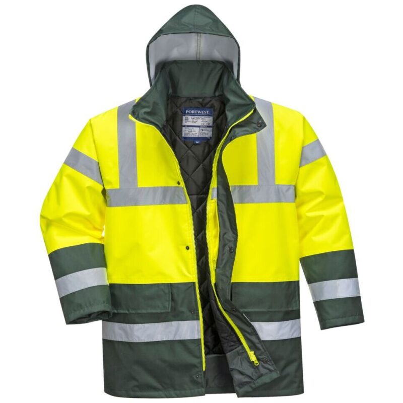 Portwest Hi-Vis Contrast Winter Traffic Jacket - Yellow/Green
