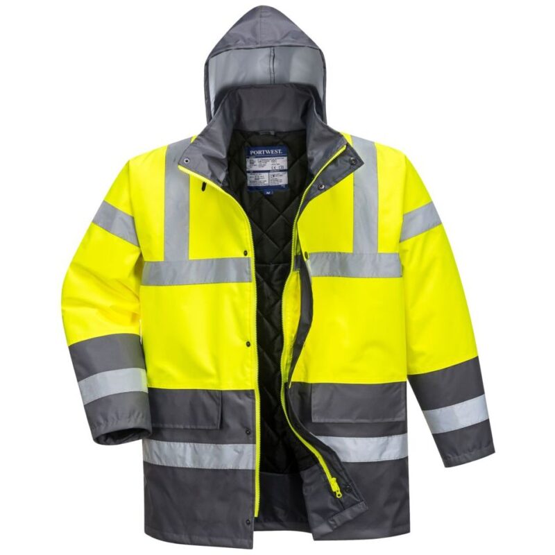 Portwest Hi-Vis Contrast Winter Traffic Jacket - Yellow/Grey