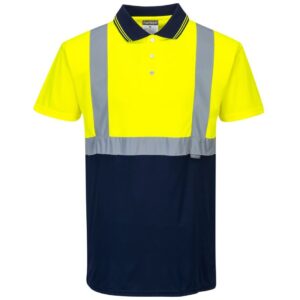 Portwest Hi-Vis Contrast Polo Shirt Short Sleeve - Yellow/Navy