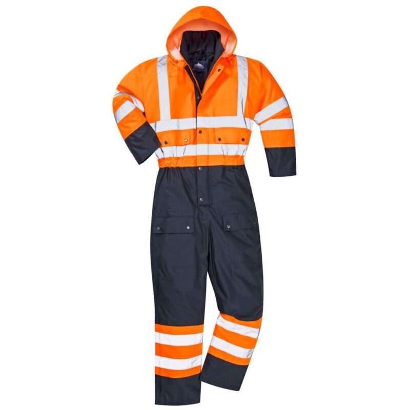 Portwest Hi-Vis Contrast Winter Coverall - Orange/Navy