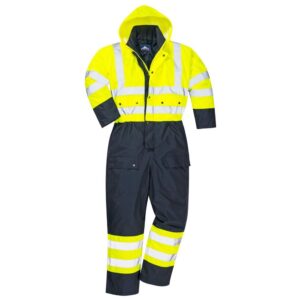 Portwest Hi-Vis Contrast Winter Coverall - Yellow/Navy
