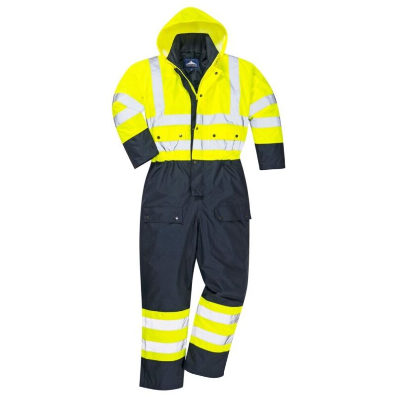 Portwest Hi-Vis Contrast Winter Coverall - Yellow/Navy