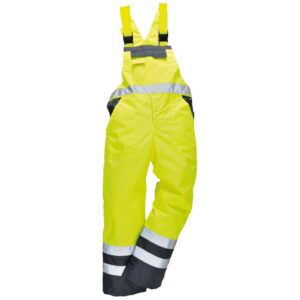 Portwest Hi-Vis Breathable Contrast Rain Bib and Brace - Yellow/Navy