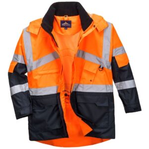 Portwest Hi-Vis Breathable Contrast Rain Jacket - Yellow/Navy