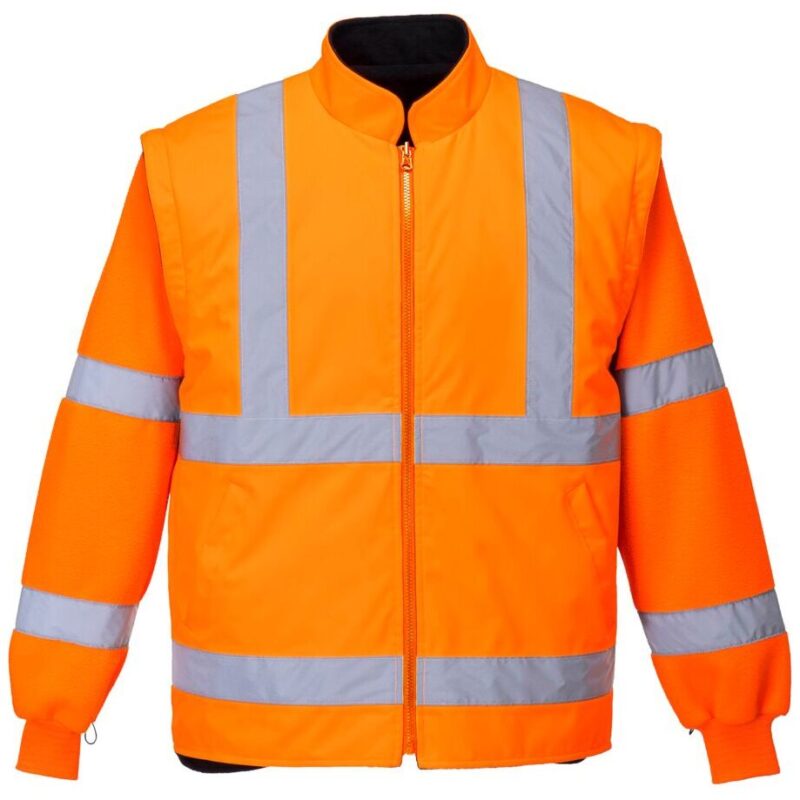 Portwest Hi-Vis 5-in-1 Contrast Essential Jacket - Orange/Navy