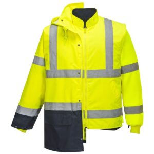 Portwest Hi-Vis 5-in-1 Contrast Essential Jacket - Yellow/Navy