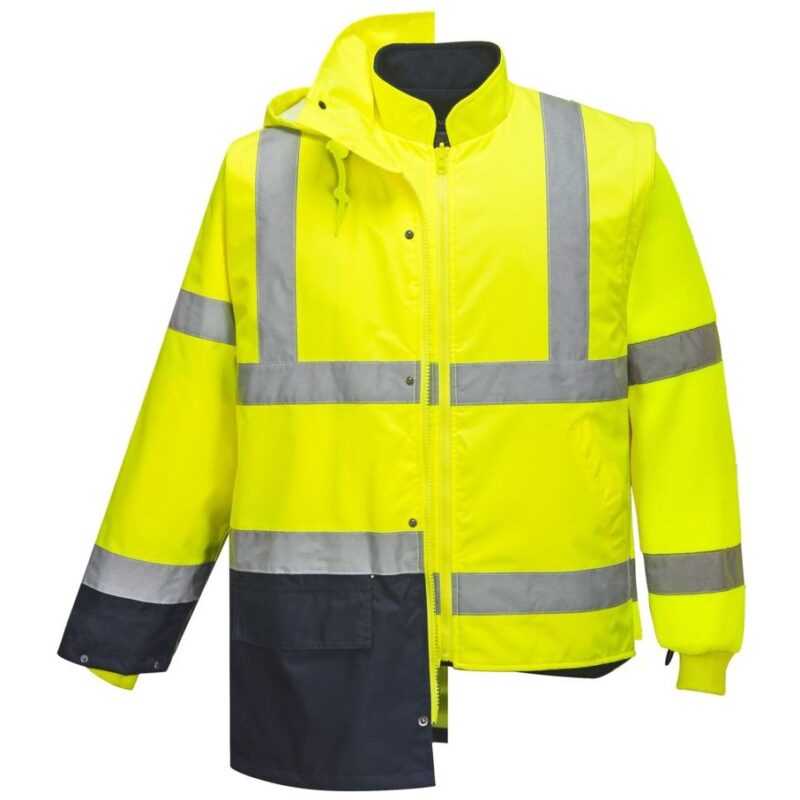 Portwest Hi-Vis 5-in-1 Contrast Essential Jacket - Yellow/Navy