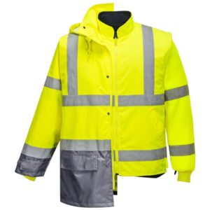 Portwest Hi-Vis 5-in-1 Contrast Executive Jacket - Yellow/Grey