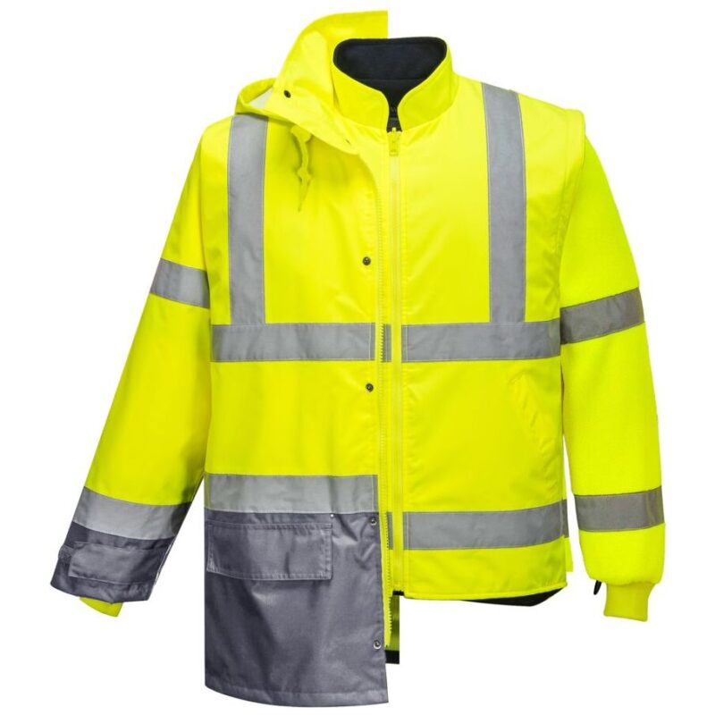 Portwest Hi-Vis 5-in-1 Contrast Executive Jacket - Yellow/Grey