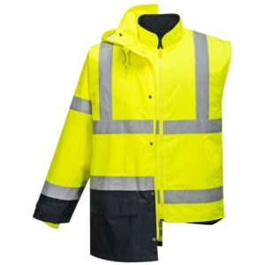 Portwest Hi-Vis 5-in-1 Contrast Executive Jacket - Yellow/Navy
