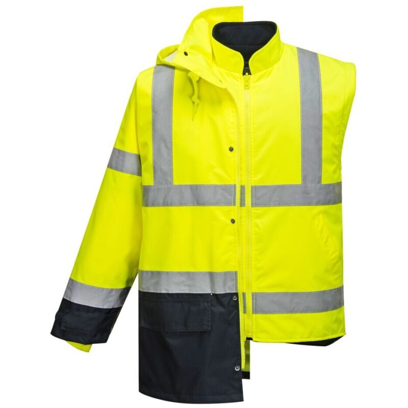 Portwest Hi-Vis 5-in-1 Contrast Executive Jacket - Yellow/Navy
