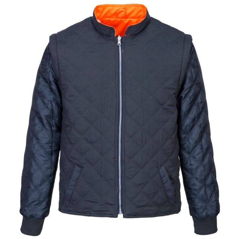 Portwest Hi-Vis Breathable 2-in-1 Contrast Reversible Jacket - Orange/Navy