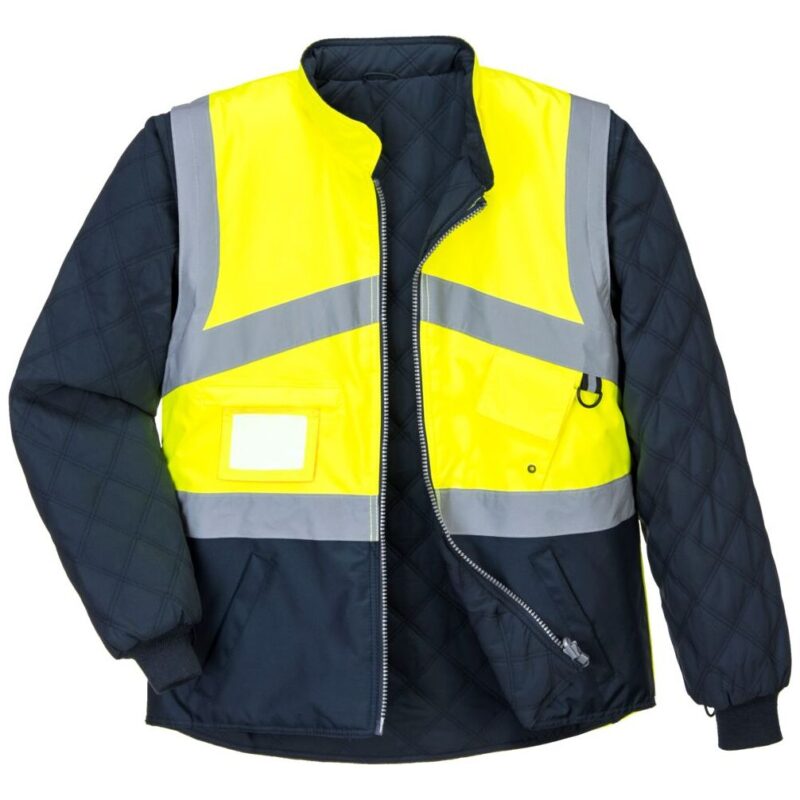 Portwest Hi-Vis Breathable 2-in-1 Contrast Reversible Jacket - Yellow/Navy
