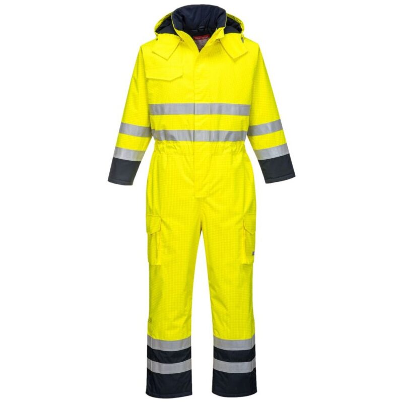 Portwest Bizflame Rain Hi-Vis Multi Coverall - Yellow/Navy