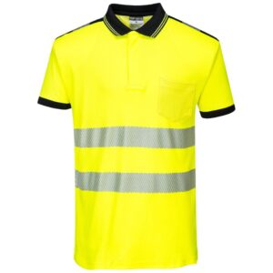 Portwest PW3 Hi-Vis Cotton Comfort Polo Shirt Short Sleeve - Yellow/Black