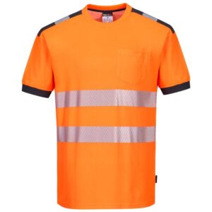 Portwest PW3 Hi-Vis Cotton Comfort T-Shirt Short Sleeve - Orange/Grey