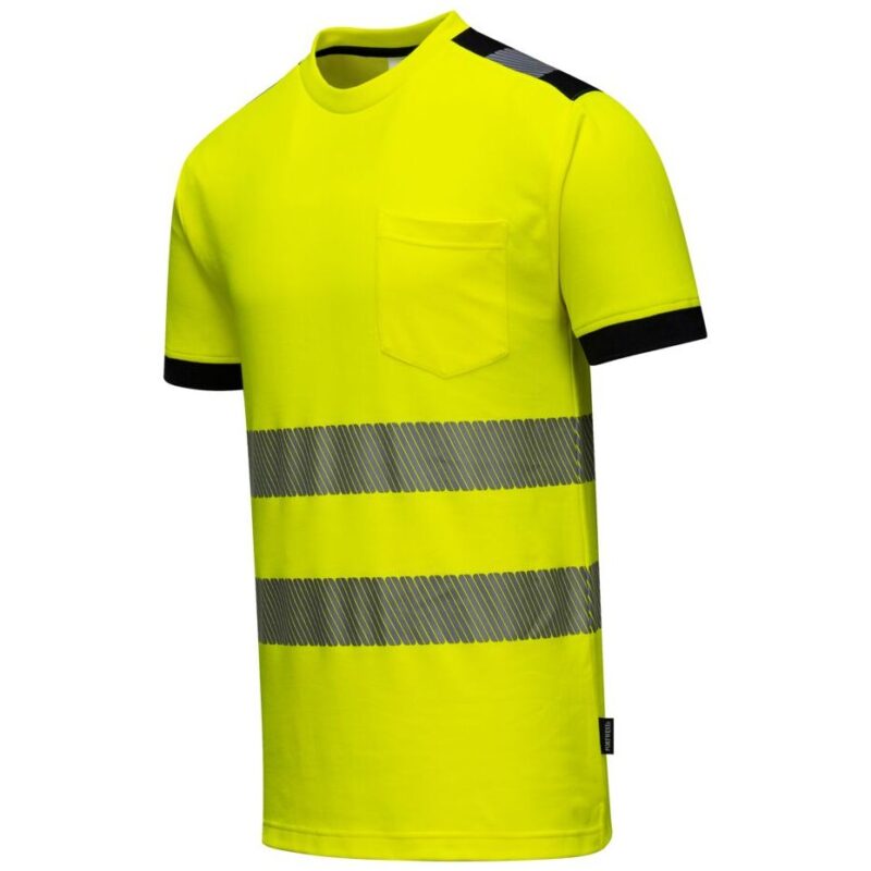 Portwest PW3 Hi-Vis Cotton Comfort T-Shirt Short Sleeve - Yellow/Black