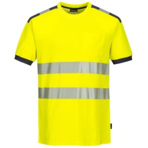 Portwest PW3 Hi-Vis Cotton Comfort T-Shirt Short Sleeve - Yellow/Grey