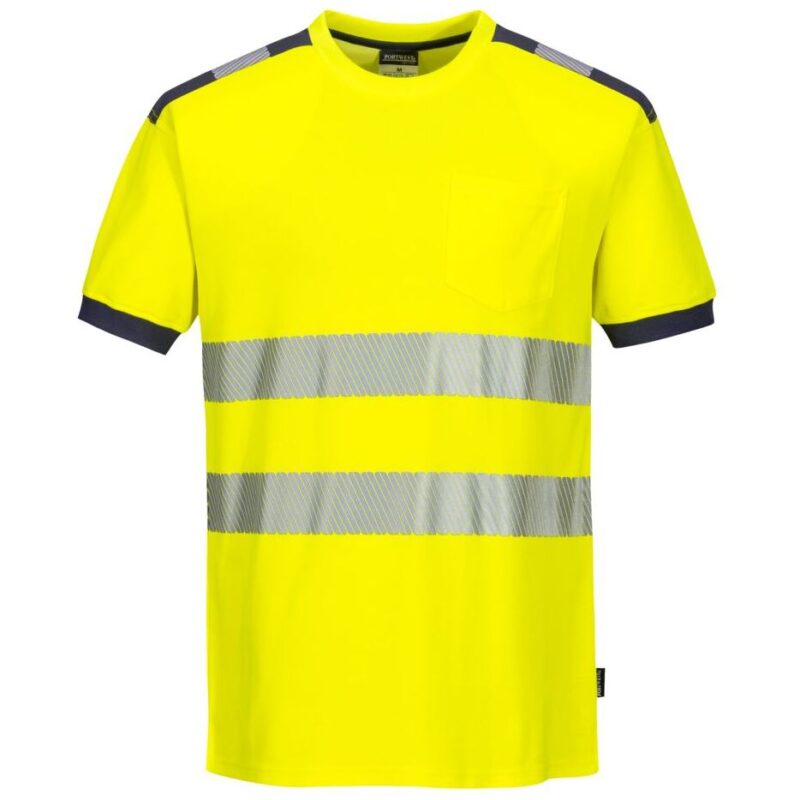 Portwest PW3 Hi-Vis Cotton Comfort T-Shirt Short Sleeve - Yellow/Grey