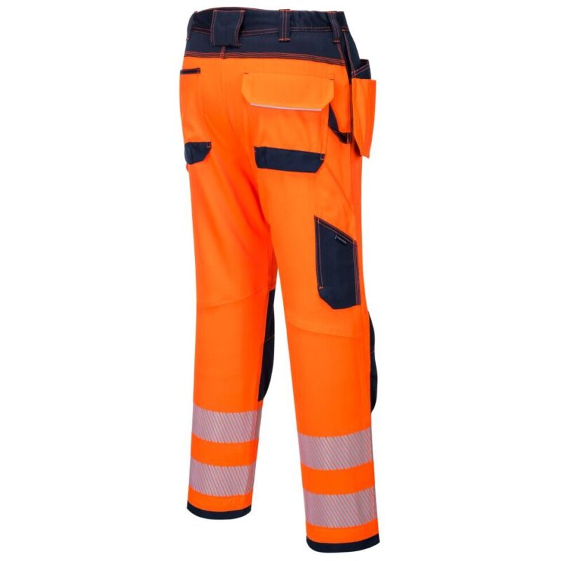 Portwest PW3 Hi-Vis Holster Pocket Work Trousers - Orange/Navy