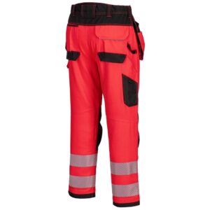 Portwest PW3 Hi-Vis Holster Pocket Work Trousers - Red/Black