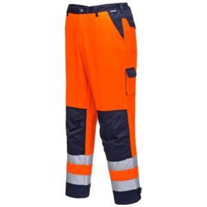 Portwest Lyon Hi-Vis Contrast Work Trousers - Orange/Navy