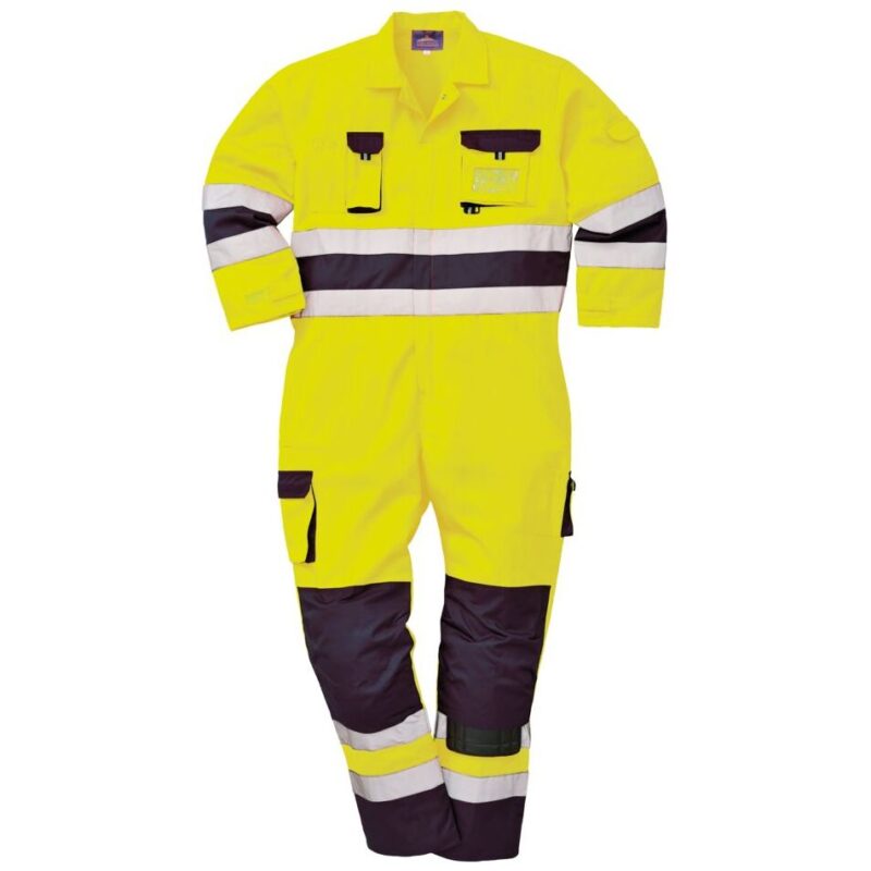 Portwest Nantes Hi-Vis Contrast Work Coverall - Yellow/Navy