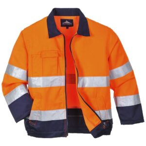 Portwest Madrid Hi-Vis Contrast Bomber Jacket - Orange/Navy