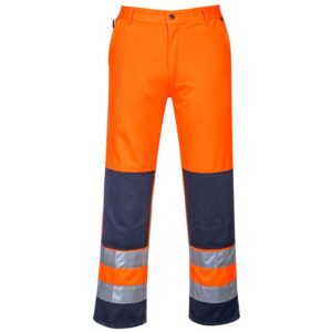 Portwest Seville Hi-Vis Contrast Work Trousers - Yellow/Navy