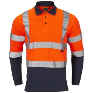 Supertouch Hi-Vis 2 Tone Orange Long Sleeve Polo Shirt