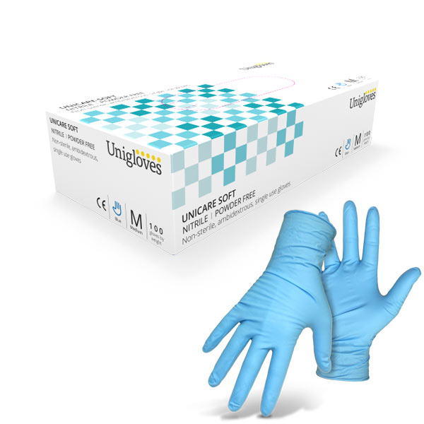 Unigloves Blue Unicare Disposable Nitrile Gloves Medical Grade
