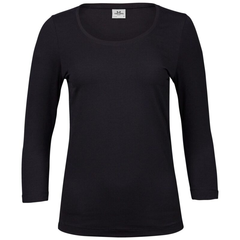 Tee Jays Ladies' Stretch 3/4 Sleeve Tee - Black