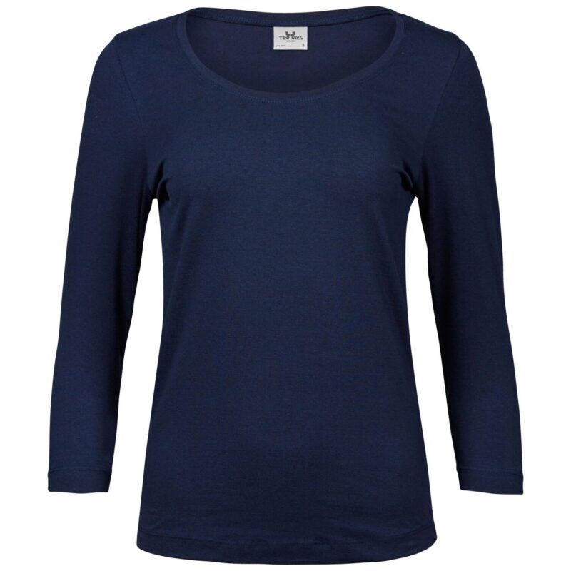 Tee Jays Ladies' Stretch 3/4 Sleeve Tee - Navy