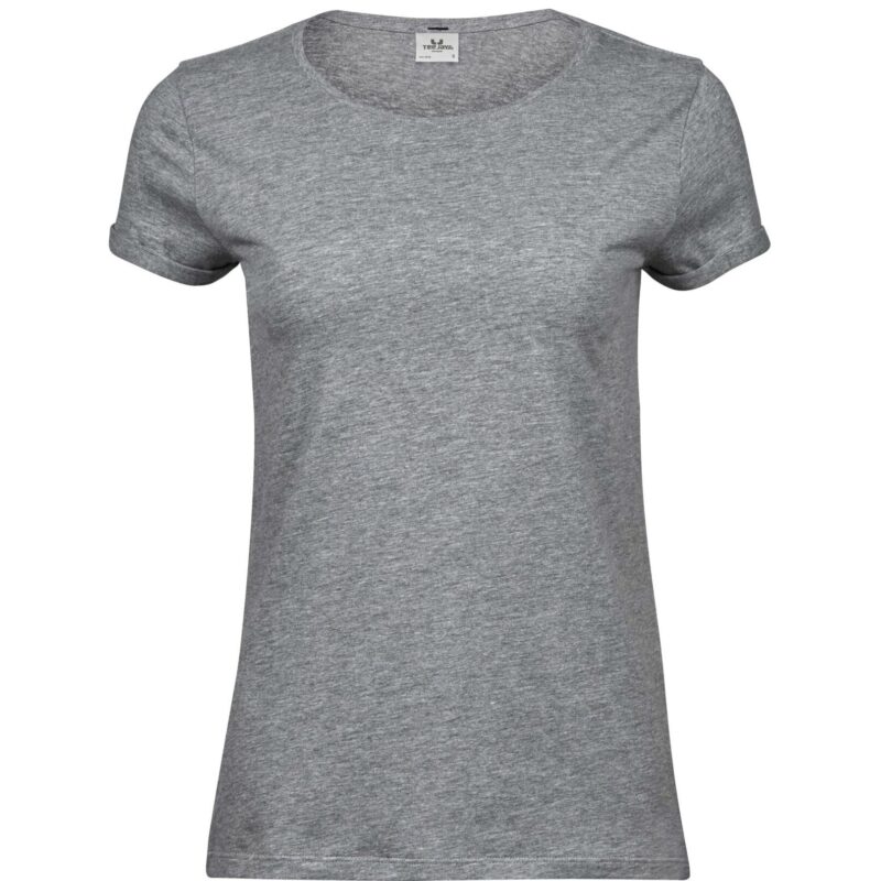 Tee Jays Ladies Roll-Up Tee - Heather Grey