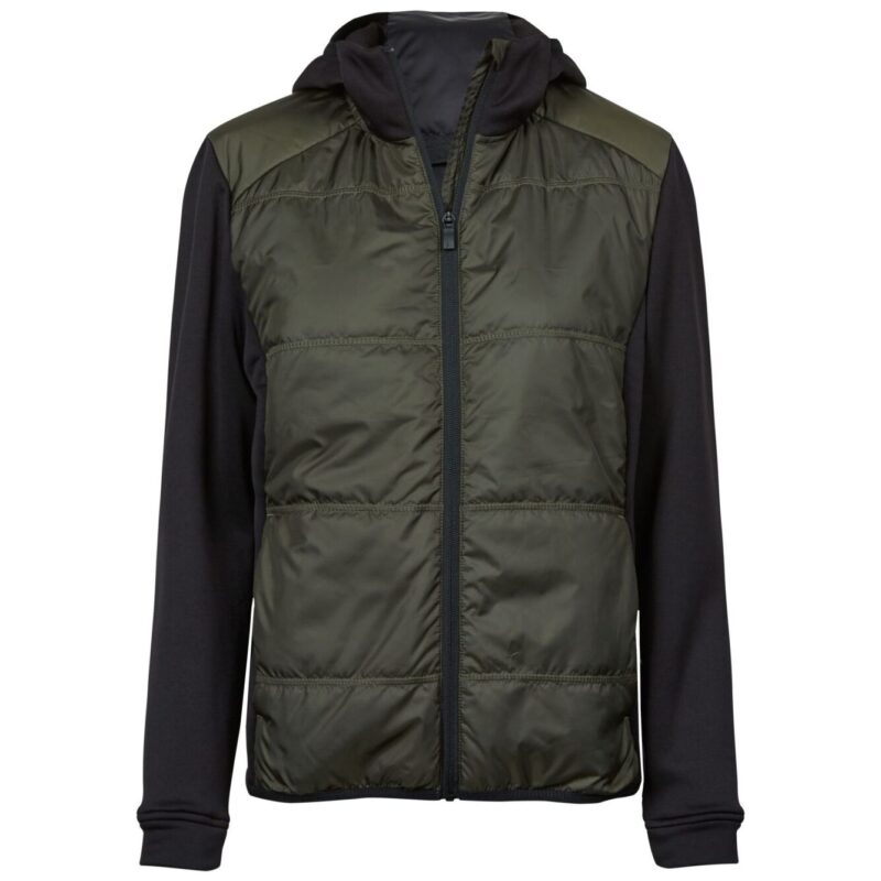 Tee Jays Ladies' Hybrid-Stretch Hooded Jacket - Deep Green/Black