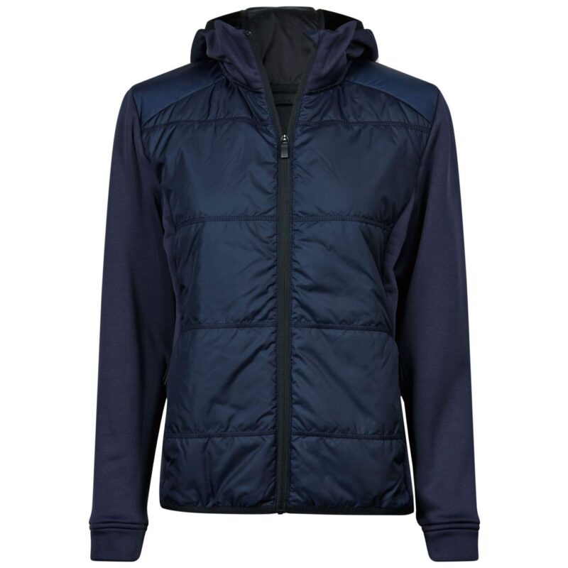 Tee Jays Ladies' Hybrid-Stretch Hooded Jacket - Navy/Navy