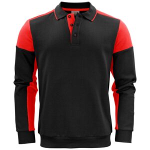 Printer Prime Long Sleeve Polo Sweatshirt - Black/Red