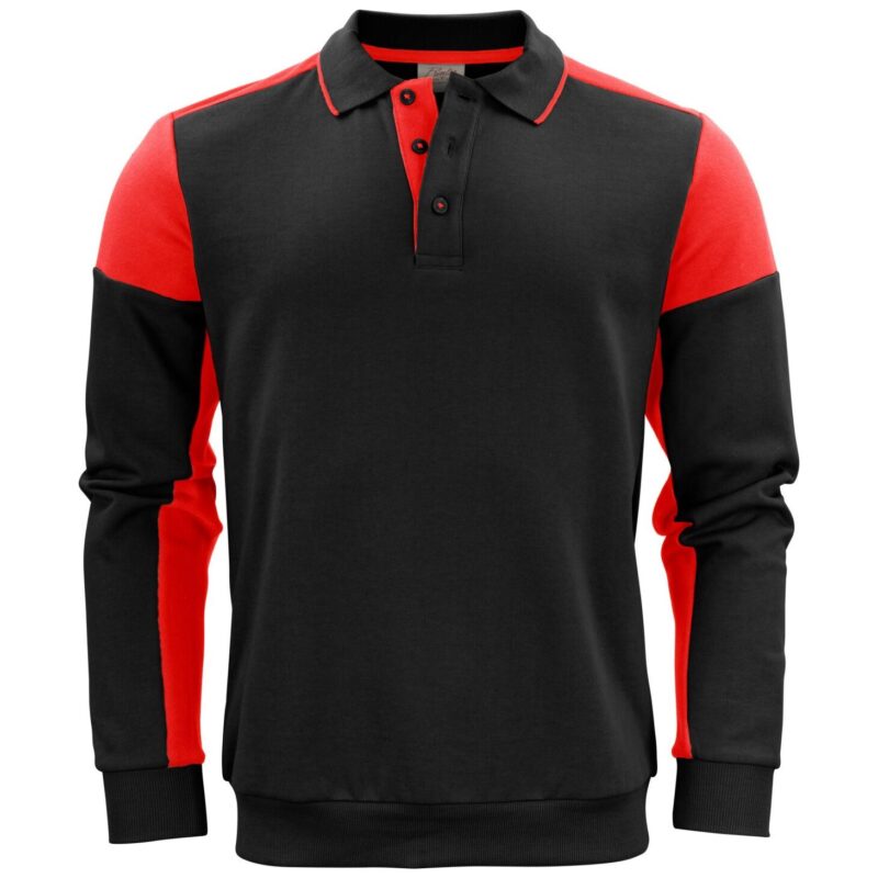 Printer Prime Long Sleeve Polo Sweatshirt - Black/Red