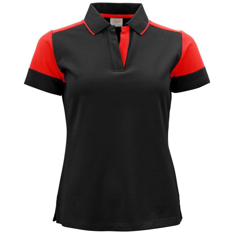 Printer Prime Ladies Polo Shirt - Black/Red