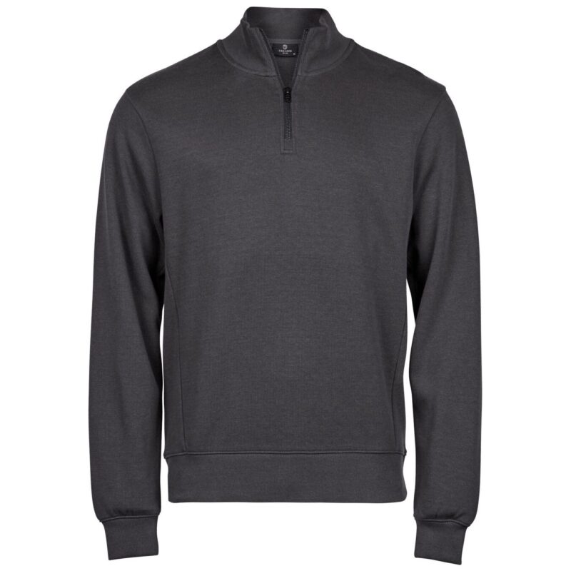 Tee Jays  Ribbed Interlock Half Zip - Dark Grey