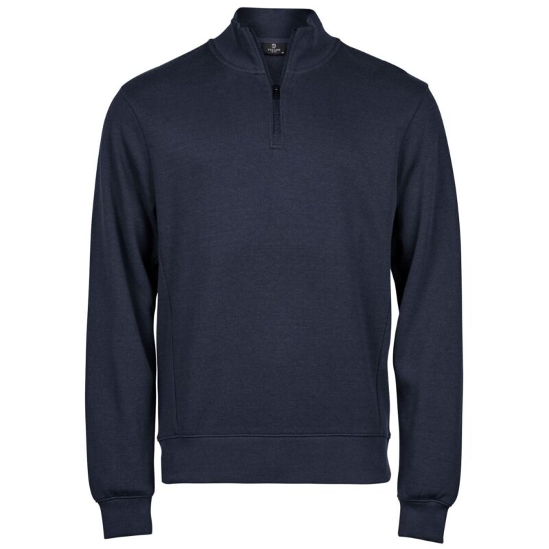 Tee Jays  Ribbed Interlock Half Zip - Navy