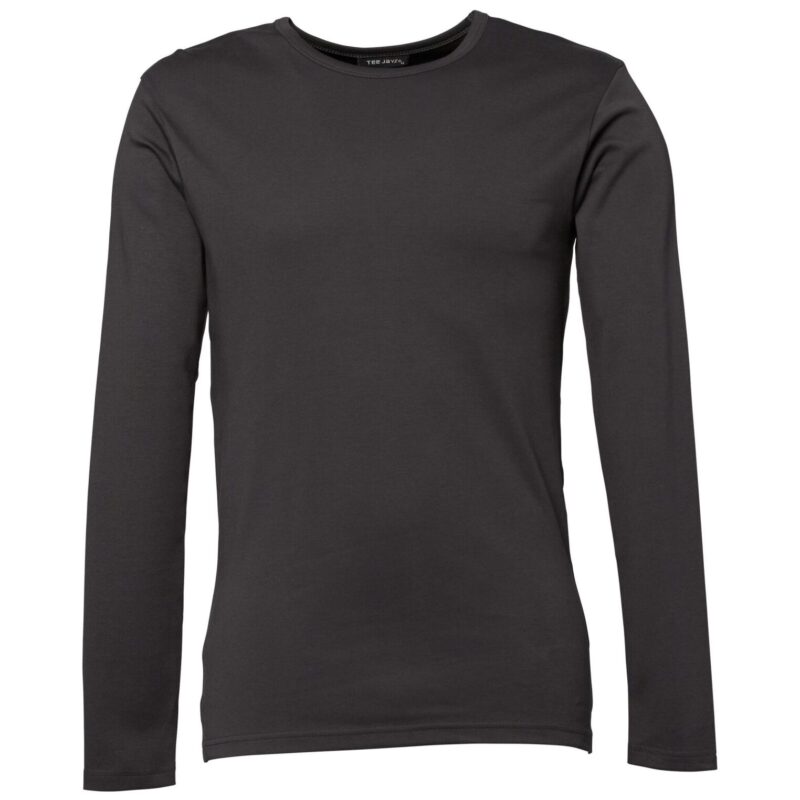 Tee Jays Men's Long Sleeve Interlock Tee - Dark Grey
