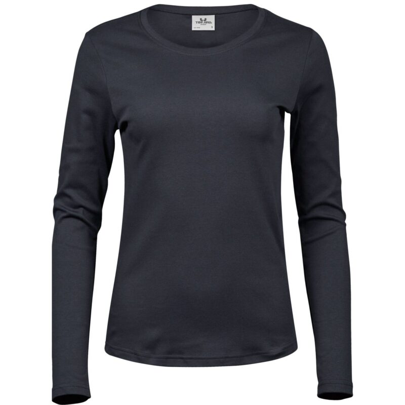 Tee Jays Ladies' Long Sleeve Interlock Tee - Dark Grey
