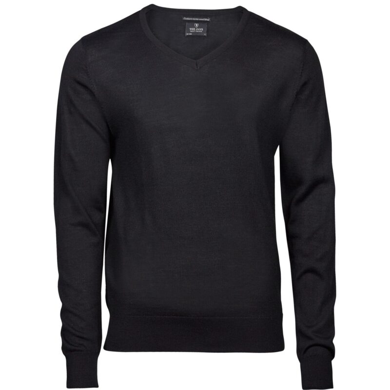 Tee Jays Men's V Neck Knitted Sweater - Black