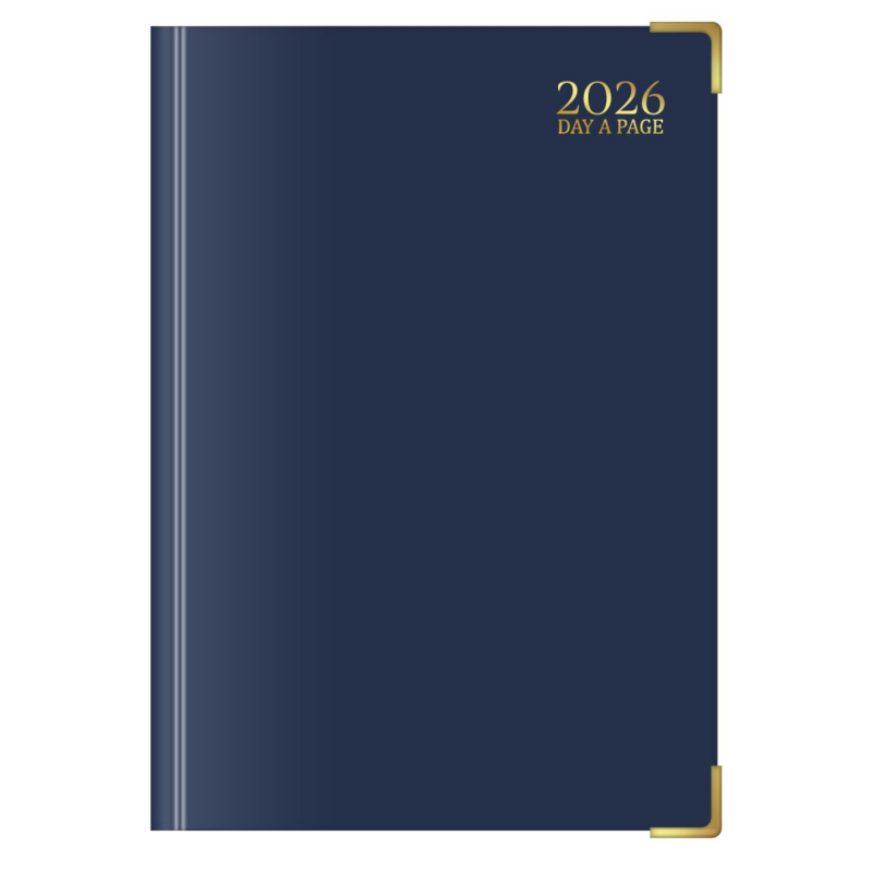 U. 2026 Luxury A4 Hardback Page a Day Half Page Weekends Diary - Navy Blue