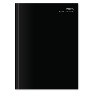 U. 2026 A4 Hardback Week To View Diary - Black