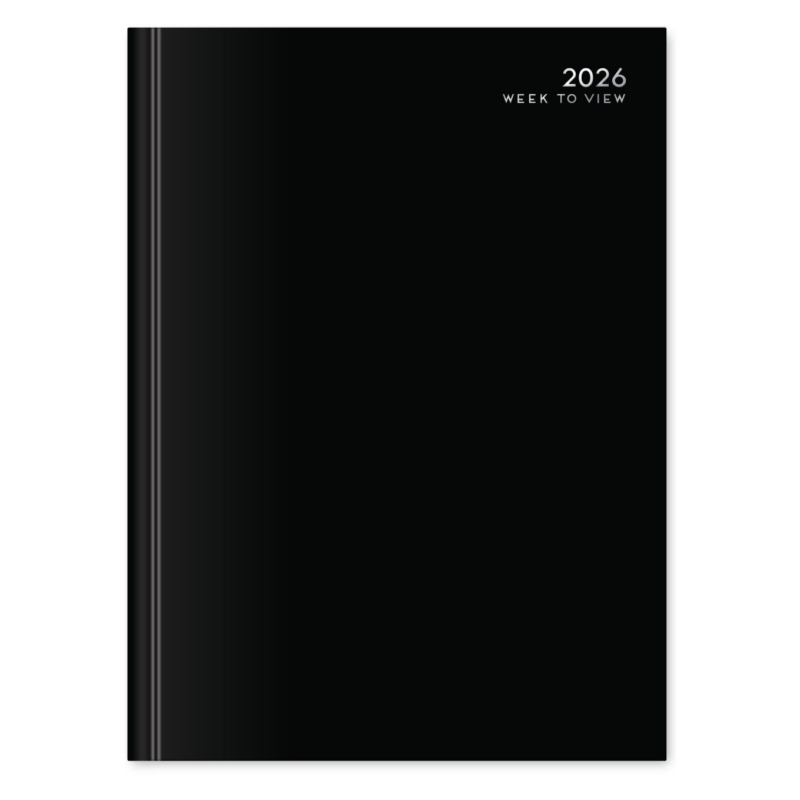 U. 2026 A4 Hardback Week To View Diary - Black