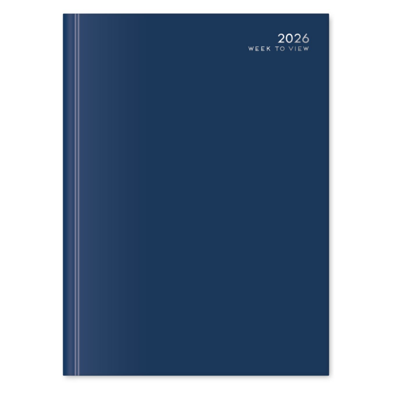 U. 2026 A4 Hardback Week To View Diary - Navy Blue