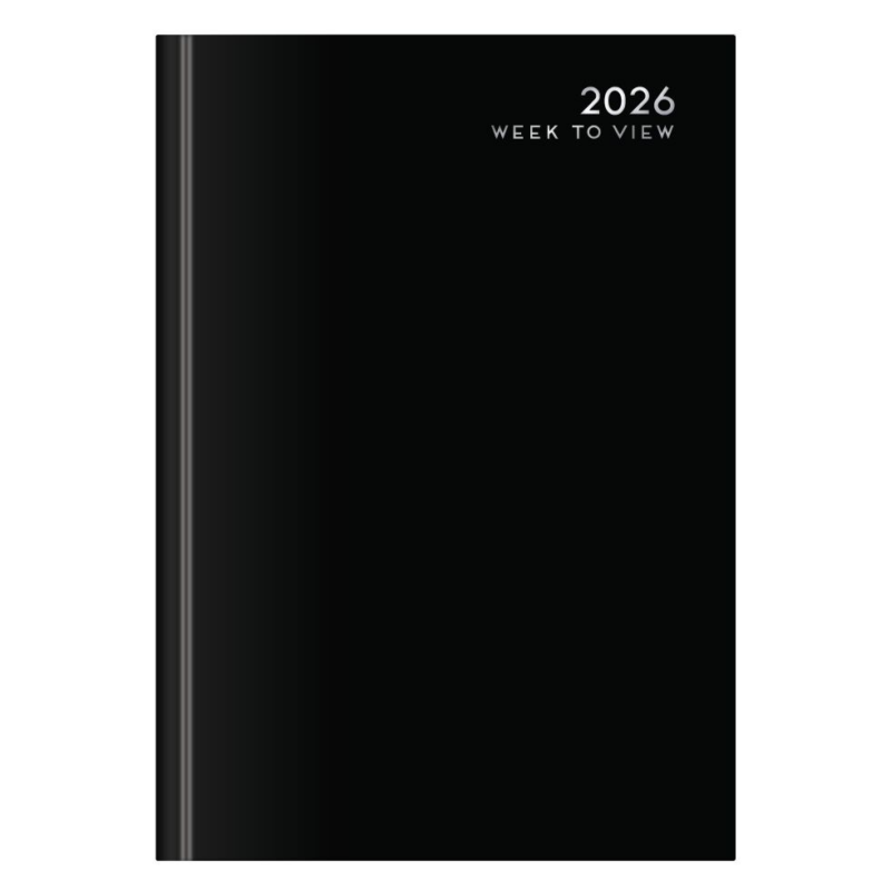 U. 2026 A5 Hardback Week To View Diary - Black